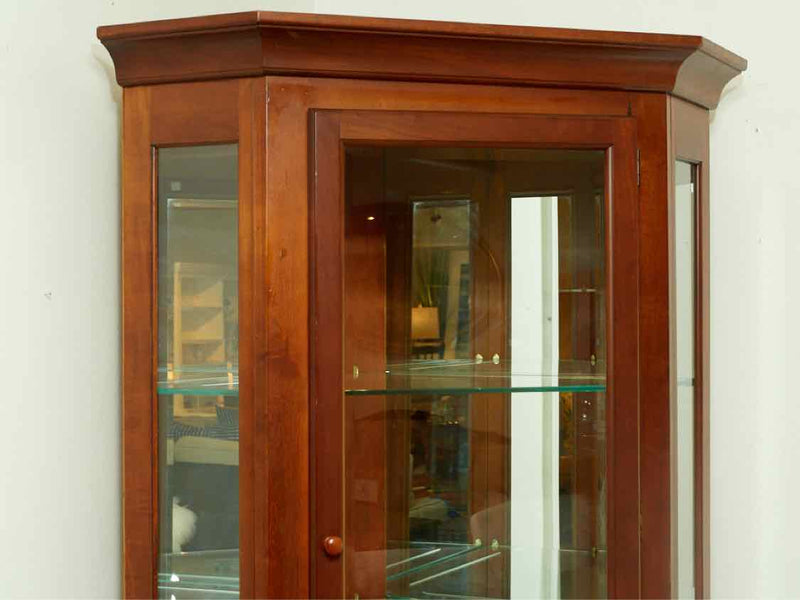 Cherry  Glass Door 2 Glass Shelf & Lower Door Corner  Curio Cabinet