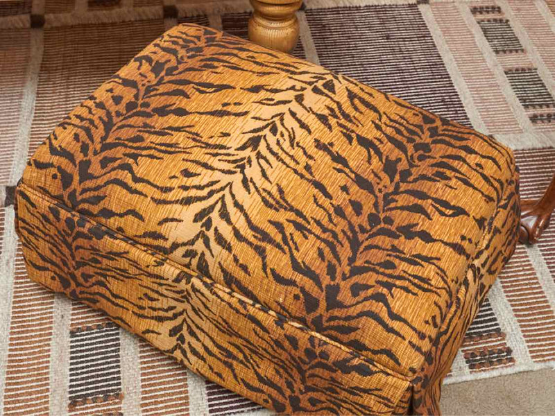 Tiger Upholstered Ottoman with Skirt and Casters