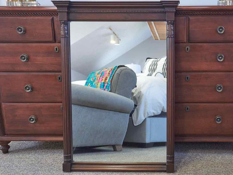 Kindel Mahogany  Mirror with Reeded Column Accents