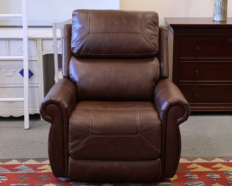 Power Lift Recliner in Topstitched Brown Faux Leather