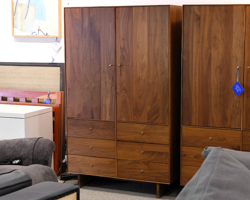 Room & Board Hudson Armoire in Walnut with Stainless Steel Pulls