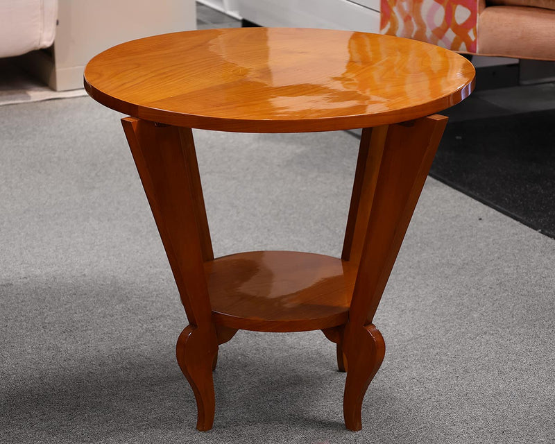 Biedermeier Round Cherry Side Table with Stylized Legs