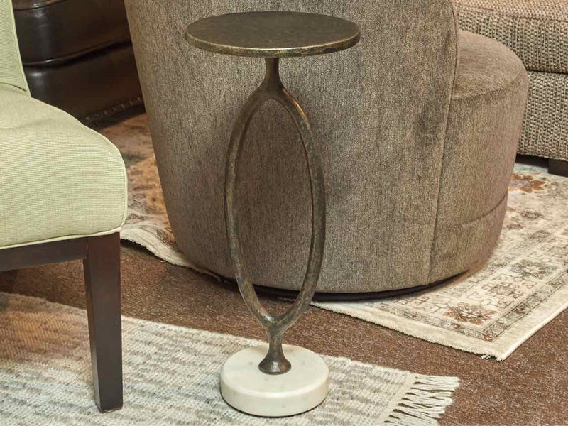 Pottery Barn "Bodhi" Bronze & Marble Base Accent Table