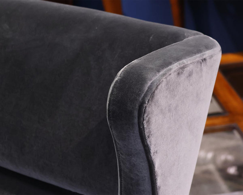 Pair of Room & Board Transitional Vance Wing Chairs in Charcoal Grey Velvet