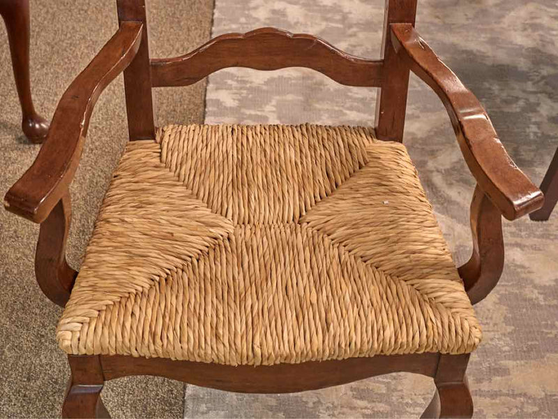 Set of 6 French Country Ladder Back Dining Chairs with Rush Seats