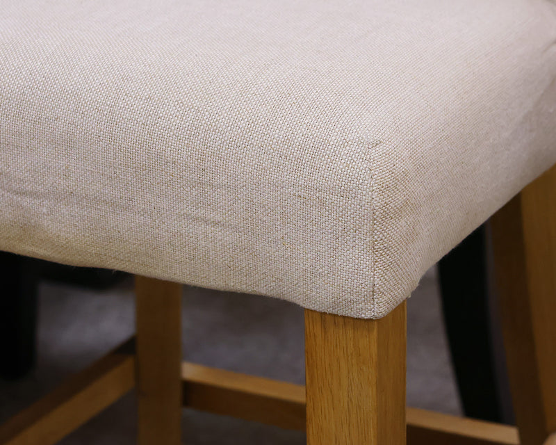 Pair of RH 1940s French Barrelback Fabric Counter Stools in Belgian Linen