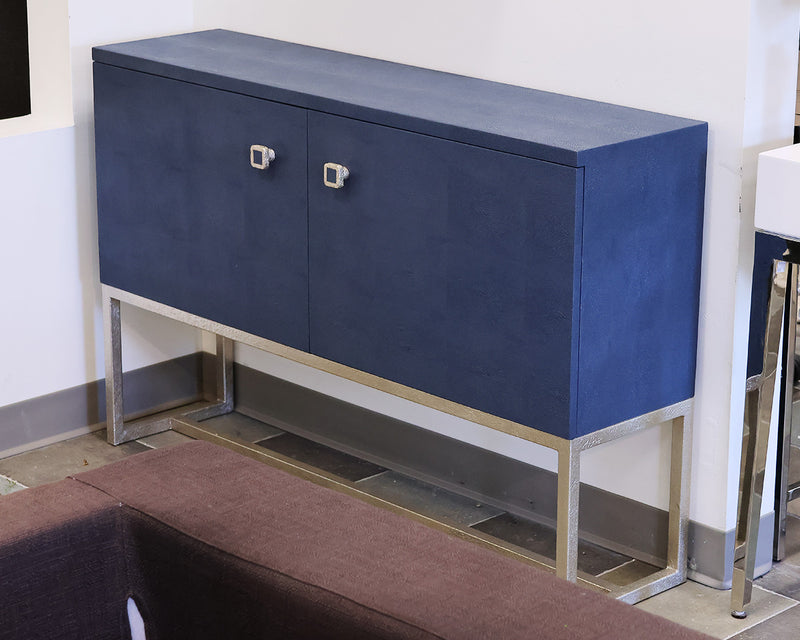 Made Goods Dallon Buffet / Console in Navy Faux Shagreen on Silver Steel Base