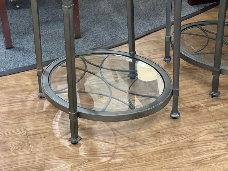 Pair of Glass Topped Side Tables