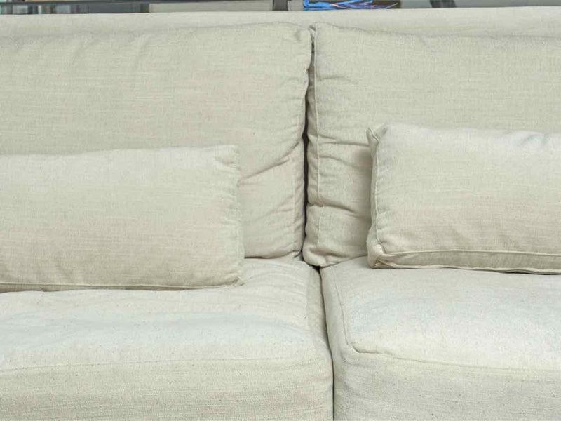 Cisco Brothers Beige Linen  2 Cushion 6 Pillow Track Arms Slipcovered Sofa