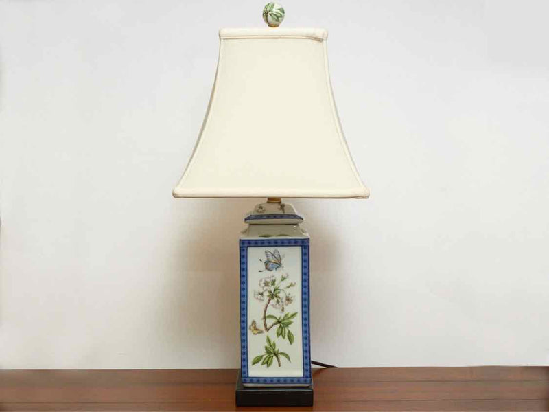 Butterfly Table Lamp with Off-White Square Bell Shade