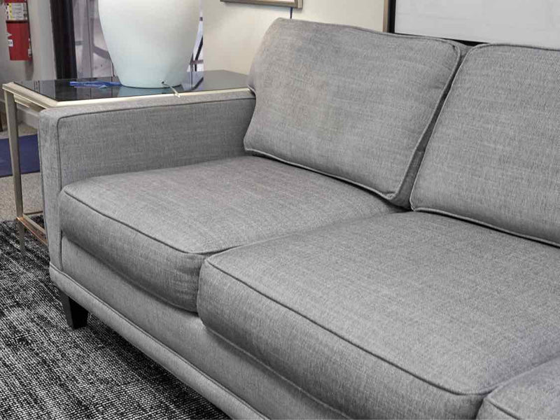 Rowe 89" 3-Cushion Track Arm Sofa in Grey Linen Weave on Tapered Legs