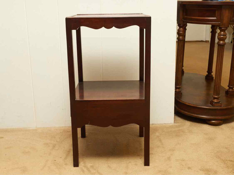 Mahogany Side Table With Shelf & Drawer