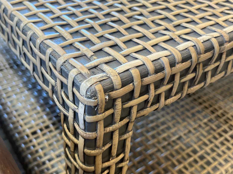 Grey Cocktail Table w/ Woven Rattan