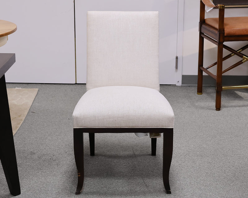 Hickory Chair Beige Linen Upholstered  Dining Chair with Espresso Legs