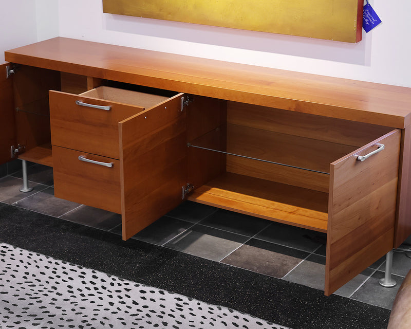 Bo Concept Sideboard in Cherry with Brushed Nickel Pulls and Legs