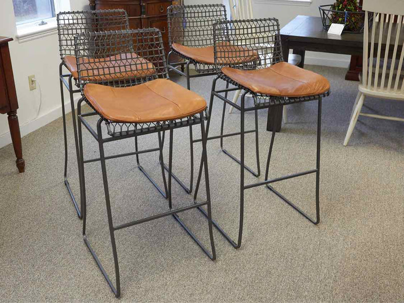 Set of 4 Crate & Barrel 'Tig' Wire Frame Bar Stools