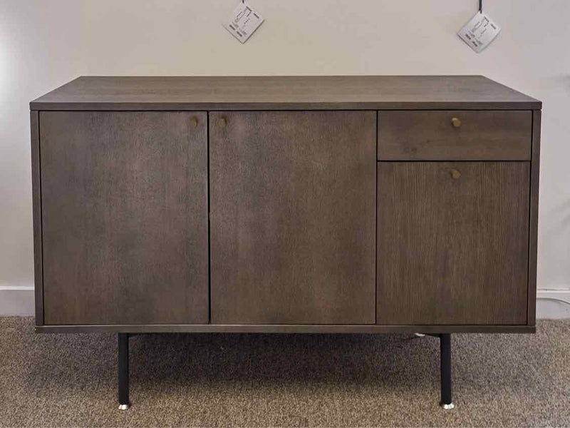 Crate & Barrel Grey Sideboard with 3 Doors & 1 Drawer