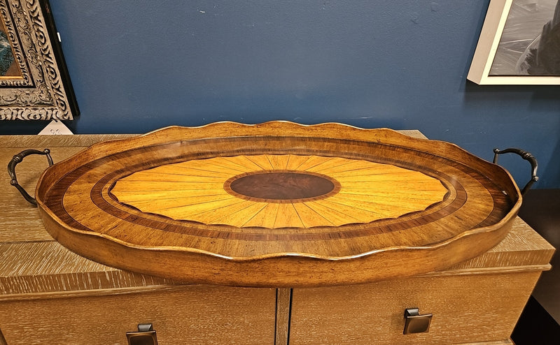 Oval Inlaid Walnut Cocktail Table