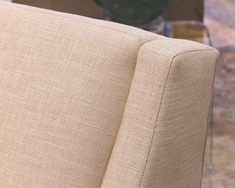 Pair of Stickley Chairs in Linen Weave Upholstery with Slope Arms