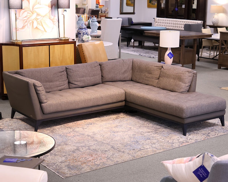 Roche Bobois Les Contemporains Littoral II Sectional in Grey Leather & Fabric