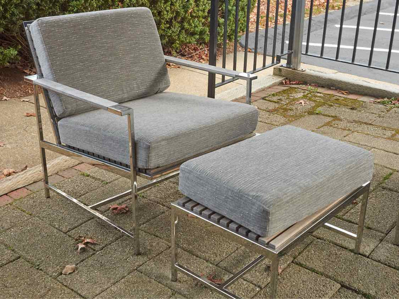 Contemporary Chrome & Teak Outdoor Seating Set