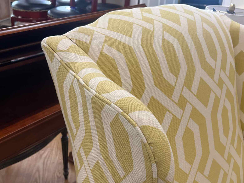 Yellow and White Wing Chair