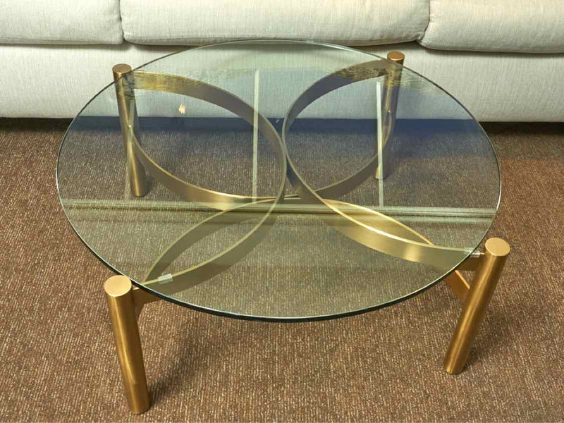 Gus Modern 'Quarry' Gold Finish Metal Glass Top Cocktail Table