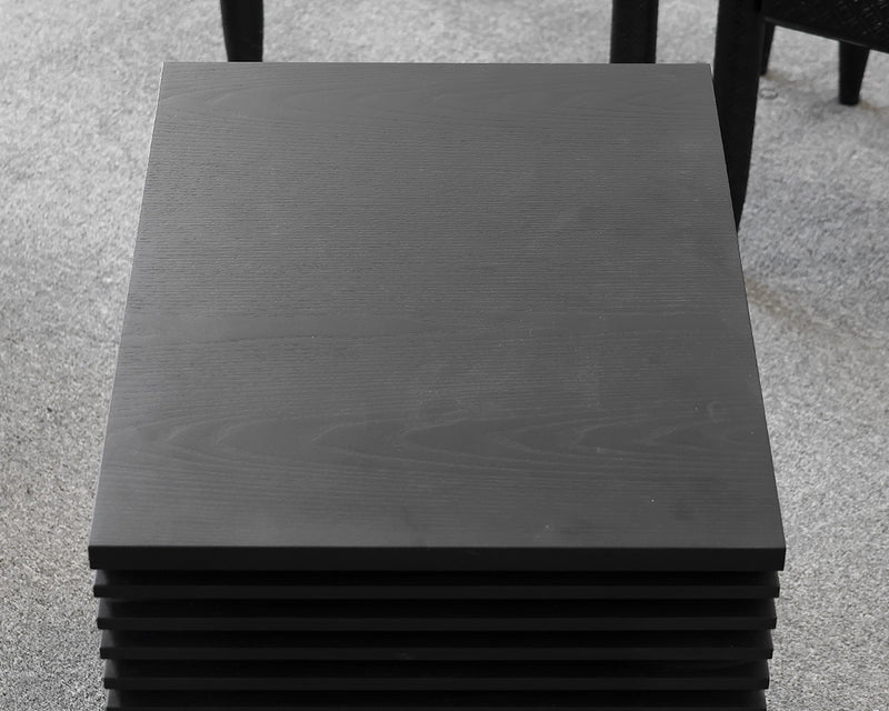 Design within Reach Line Pedestal in Black Oak on Casters