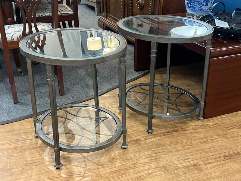 Pair of Glass Topped Side Tables