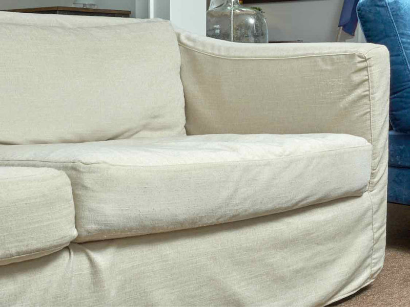 Cisco Brothers Beige Linen  2 Cushion 6 Pillow Track Arms Slipcovered Sofa