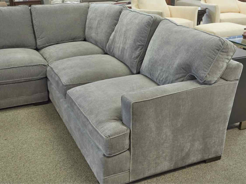 Grey Upholstered 3 Piece Sectional with Chaise & 3 Grey Toss Pillows