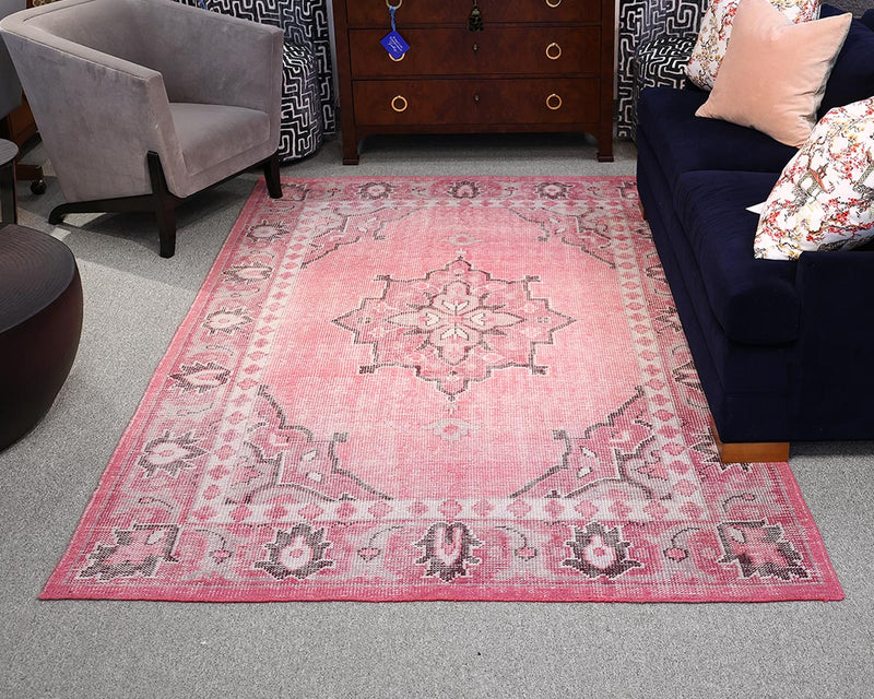 Flat Weave 6 x 9 Area Rug in Rose Tones