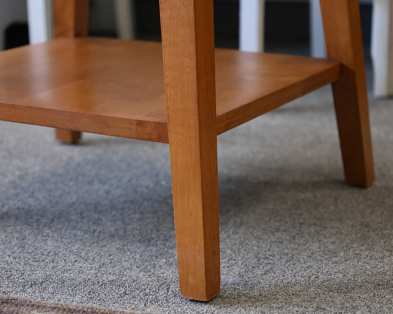 Ethan Allen Round Maple Side Table in Wheat Finish