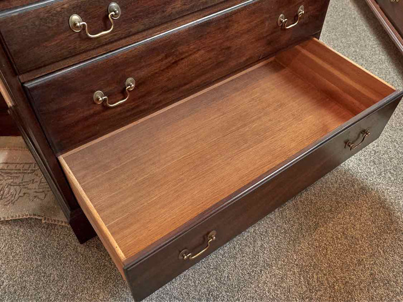 Henkel Harris  Mahogany Chest On Chest with Chippendale Brass Handles