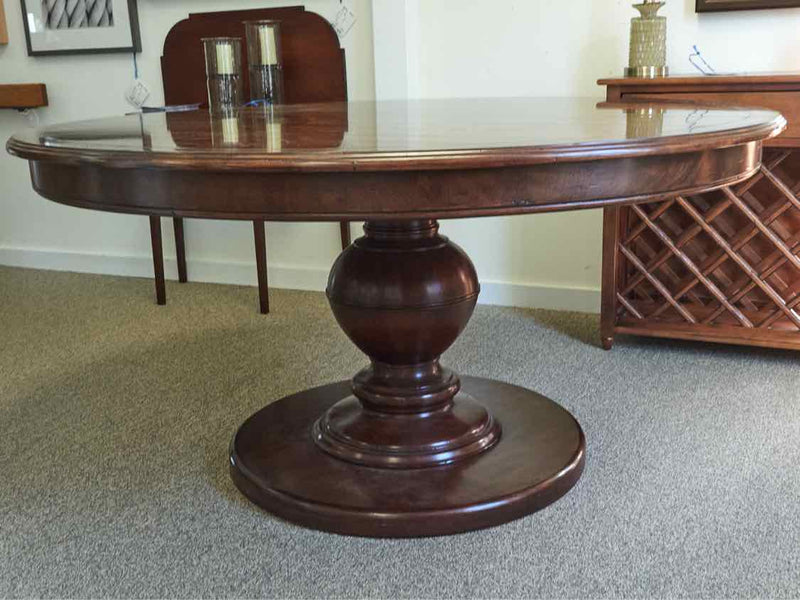 Kravet Round Chestnut Finish Plank Top Dining Table