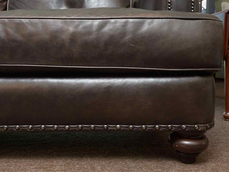 Bradington Young  Espresso Brown Leather 3 Cushion Sofa with Curved Back