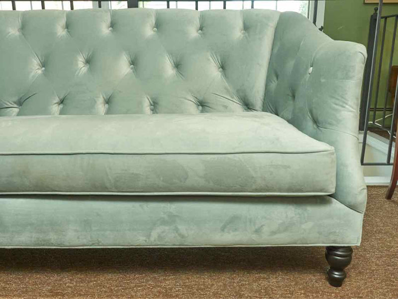 Mint Green Performance Velvet Tufted Back  Loveseat