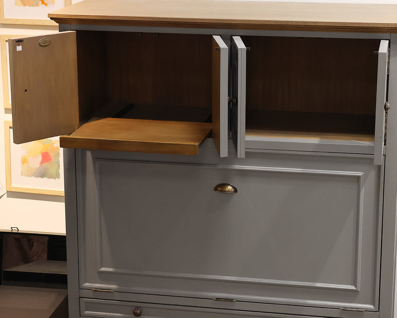 Arhaus Alderson Hideaway Desk in Grey with Natural Finish Trim