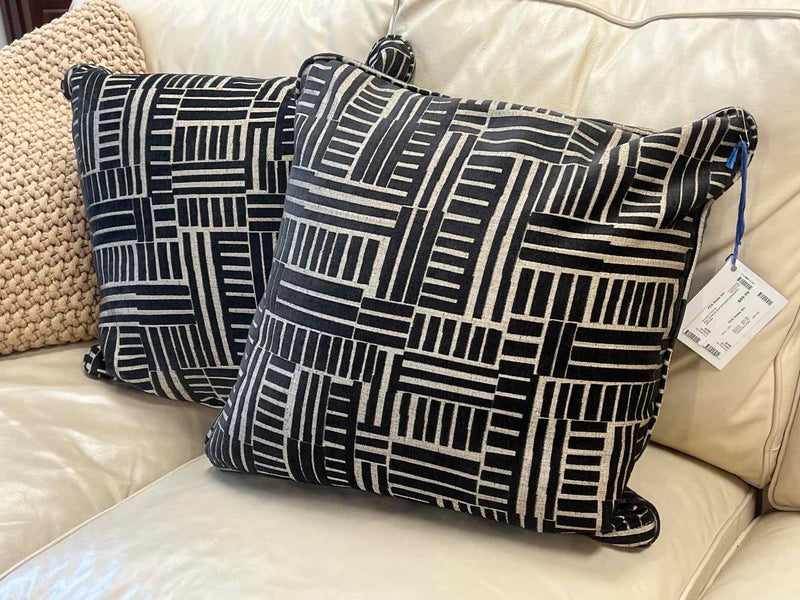 Pair of Black and Soft Gold Geometric Pillows