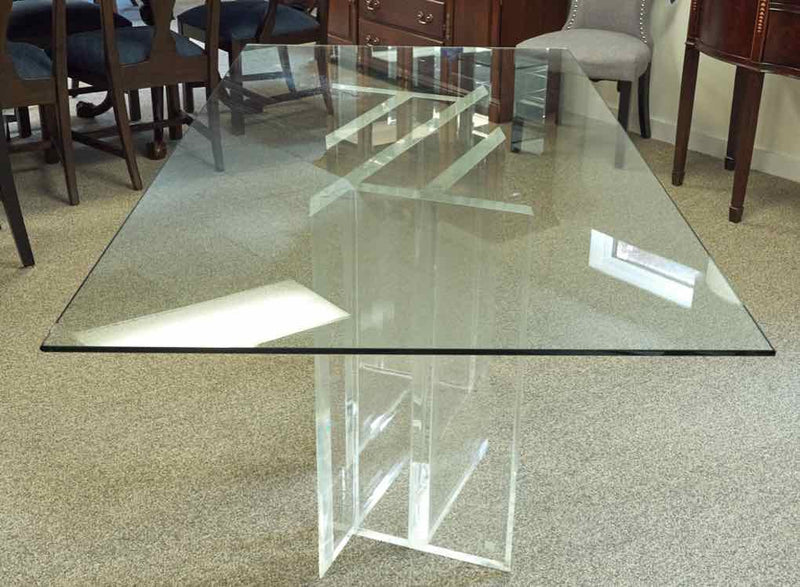 Rectangular Glass Dining Table wth Lucite Base