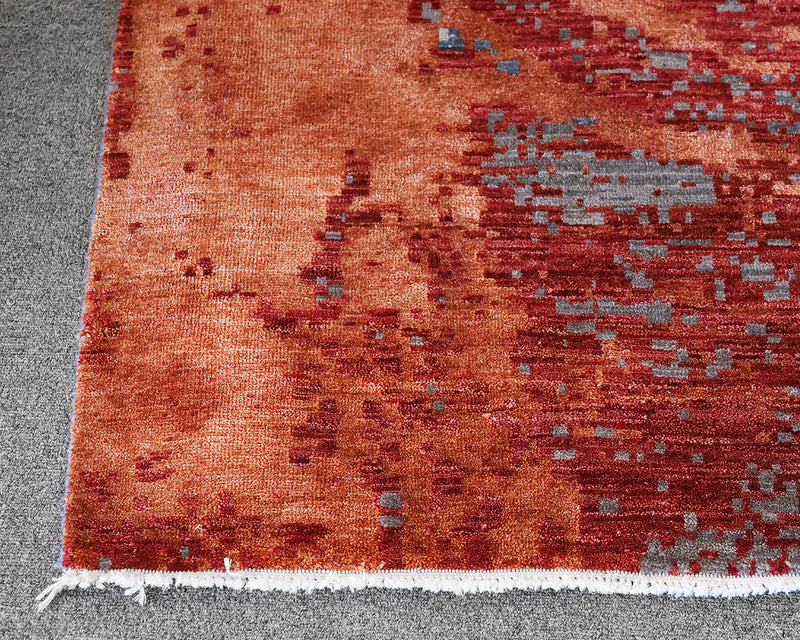 Contemporary Rust  Ivory & Grey Wool Area Rug