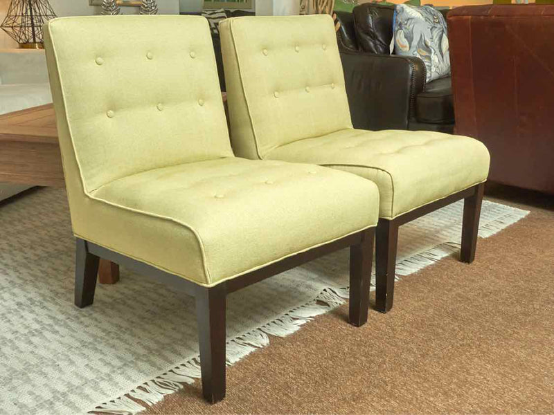 Pair Of Rowe 'Crosby' In 'Lemon Grass Green' Upholstery Accent  Chairs