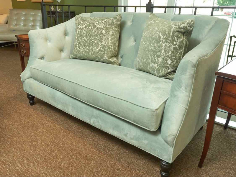 Mint Green Performance Velvet Tufted Back  Loveseat