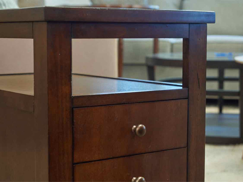 Rustic Mahogany Side Table W/ Copper Insert