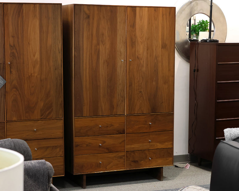 Room & Board Hudson Armoire in Walnut with Stainless Steel Pulls