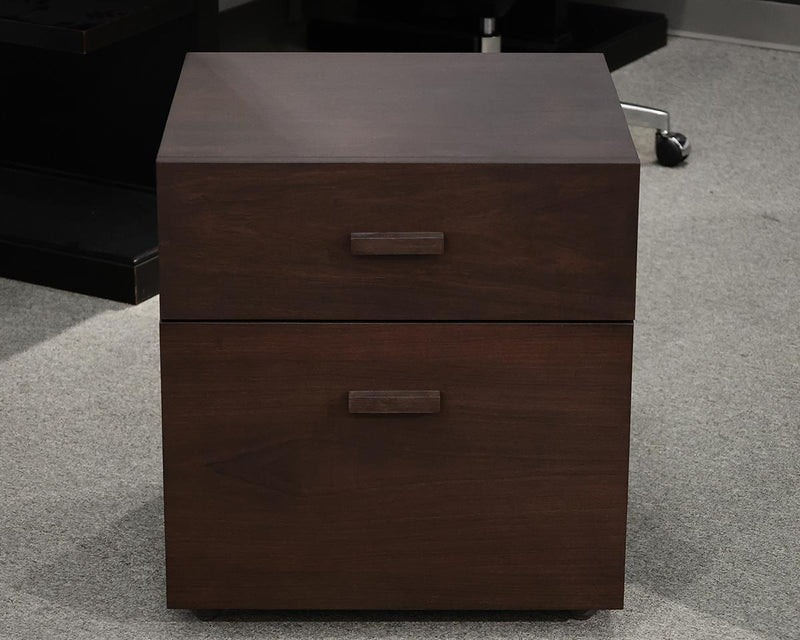 Dark Finish Wood Rolling File Cabinet