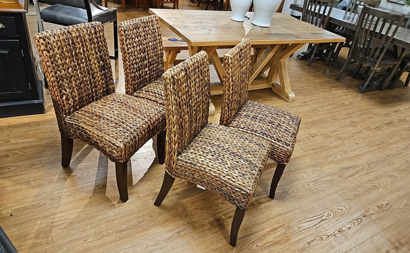 Pottery Barn Set of 4 Seagrass Parsons Chairs