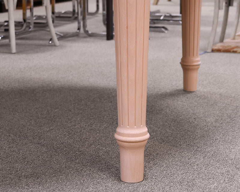 71" Round Bali Dining Table with Oak Top on Carved White Finish Base