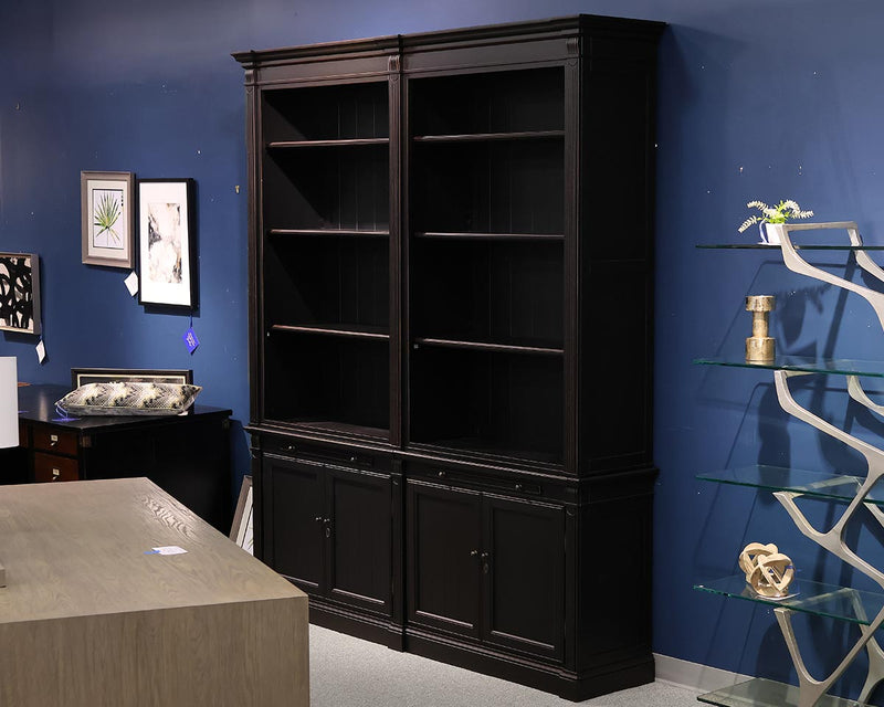 Arhaus Athens Modular Double Bookcase in Black Tuxedo