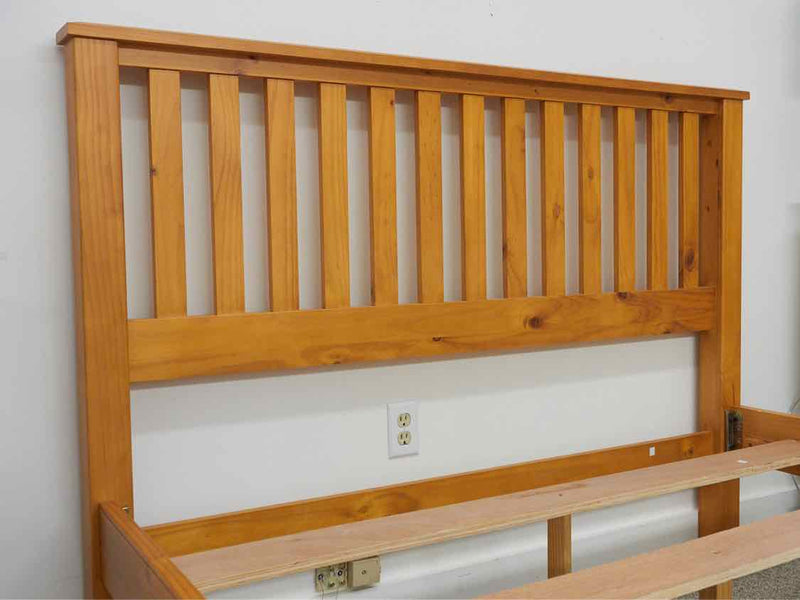 Queen Pine  Bed with Wood Rails